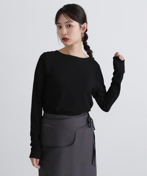 N.（N. Natural Beauty Basic）（エヌエヌナチュラルビューティーベーシック）の「シュリンクボートネックカットソー（Tシャツ/カットソー・レディース・ブラック/オフホワイト/ブラウン・MEDIUM）」の15枚目の写真