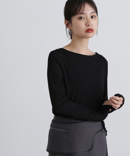 N.（N. Natural Beauty Basic）（エヌエヌナチュラルビューティーベーシック）の「シュリンクボートネックカットソー（Tシャツ/カットソー・レディース・ブラック/オフホワイト/ブラウン・MEDIUM）」の16枚目の写真