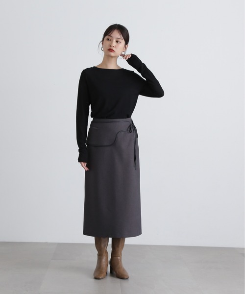 N.（N. Natural Beauty Basic）（エヌエヌナチュラルビューティーベーシック）の「シュリンクボートネックカットソー（Tシャツ/カットソー・レディース・ブラック/オフホワイト/ブラウン・MEDIUM）」の17枚目の写真