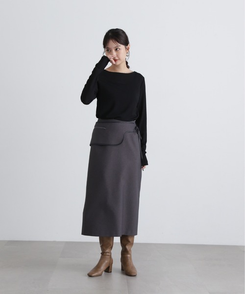 N.（N. Natural Beauty Basic）（エヌエヌナチュラルビューティーベーシック）の「シュリンクボートネックカットソー（Tシャツ/カットソー・レディース・ブラック/オフホワイト/ブラウン・MEDIUM）」の18枚目の写真
