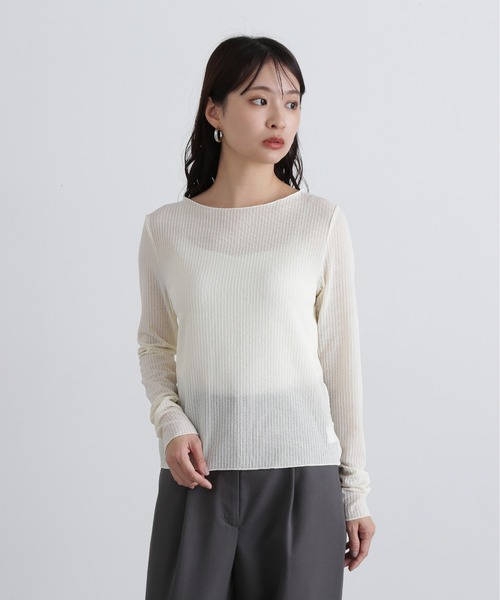 N.（N. Natural Beauty Basic）（エヌエヌナチュラルビューティーベーシック）の「シュリンクボートネックカットソー（Tシャツ/カットソー・レディース・ブラック/オフホワイト/ブラウン・MEDIUM）」の10枚目の写真