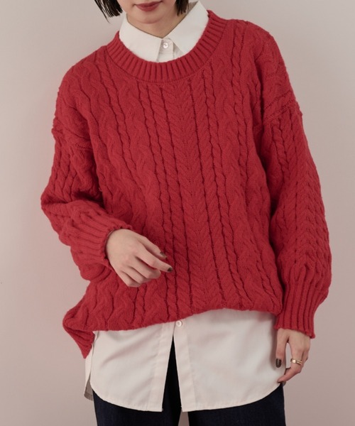 ビッグシルエットケーブルニット（ニット/セーター）｜Shelly