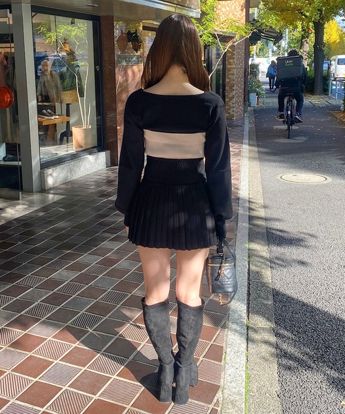 NOMAE（ノーマエ）の「バイカラーリボンショートレイヤードニット