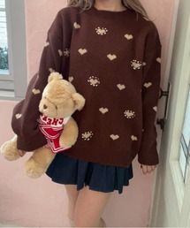 ハートジャガードニット