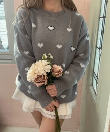 ハートジャガードニット