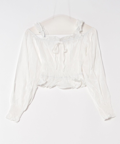 Lace Ladies（レースレディース）の「フリル ギャザー オフショル リボン ブラウス（シャツ/ブラウス・レディース・ブラック/ホワイト・FREE）」の8枚目の写真