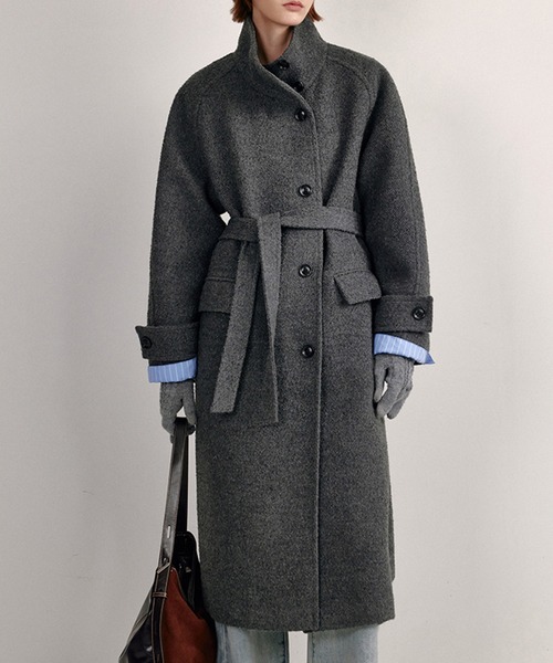 ROKU ロングコート ブラウン ホワイト リバーシブル　ベルト付き 6(ROKU)＞コットン ロング ベルト コート