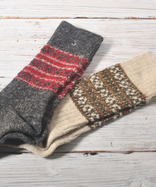 French Bull（フレンチブル）の「【WEICA×French Bull ウェイカxフレンチブル】チロリアン風ウールリネン デイジーソックス Daisy Socks（ソックス/靴下・レディース・キナリ/チャコールグレー・FREE）」の4枚目の写真