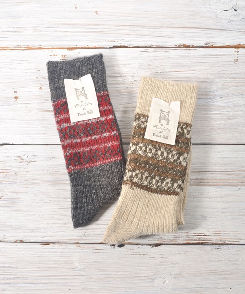 French Bull（フレンチブル）の「【WEICA×French Bull ウェイカxフレンチブル】チロリアン風ウールリネン デイジーソックス Daisy Socks（ソックス/靴下・レディース・キナリ/チャコールグレー・FREE）」の7枚目の写真