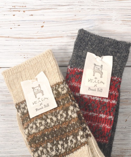 French Bull（フレンチブル）の「【WEICA×French Bull ウェイカxフレンチブル】チロリアン風ウールリネン デイジーソックス Daisy Socks（ソックス/靴下・レディース・キナリ/チャコールグレー・FREE）」の8枚目の写真