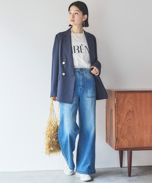 Doux archives(ドゥアルシーヴ)の「ワイドベイカーデニムパンツ(デニムパンツ・レディース・ブルー/サックスブルー・36/38)」の3枚目の写真