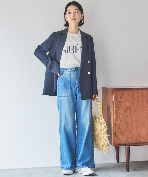 Doux archives(ドゥアルシーヴ)の「ワイドベイカーデニムパンツ(デニムパンツ・レディース・ブルー/サックスブルー・36/38)」の4枚目の写真