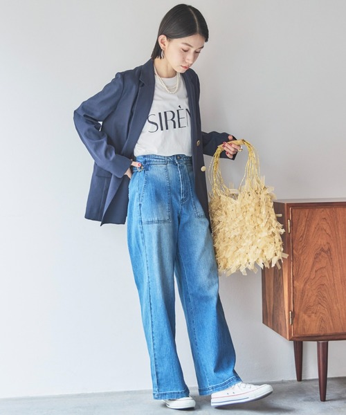 Doux archives(ドゥアルシーヴ)の「ワイドベイカーデニムパンツ(デニムパンツ・レディース・ブルー/サックスブルー・36/38)」の9枚目の写真