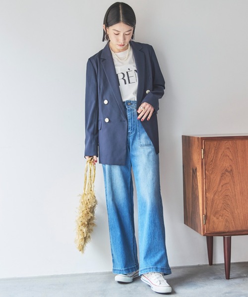 Doux archives(ドゥアルシーヴ)の「ワイドベイカーデニムパンツ(デニムパンツ・レディース・ブルー/サックスブルー・36/38)」の13枚目の写真