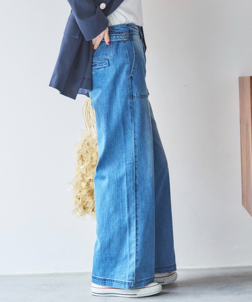 Doux archives(ドゥアルシーヴ)の「ワイドベイカーデニムパンツ(デニムパンツ・レディース・ブルー/サックスブルー・36/38)」の19枚目の写真