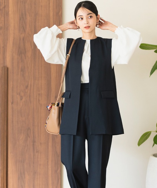 CELEN(セレン)の「【洗える/セットアップ対応/オフィスカジュアル/セレモニー】ロングジレ 単品(スーツベスト・レディース・ネイビー/ベージュ/ブラック・S/ST/M/MT/L/LT)」の3枚目の写真