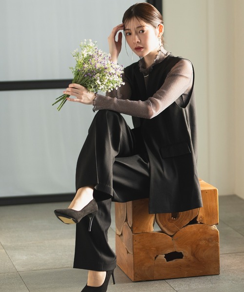 CELEN(セレン)の「【洗える/セットアップ対応/オフィスカジュアル/セレモニー】ロングジレ 単品(スーツベスト・レディース・ネイビー/ベージュ/ブラック・S/ST/M/MT/L/LT)」の9枚目の写真