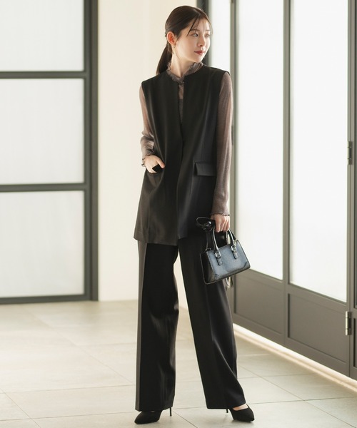 CELEN(セレン)の「【洗える/セットアップ対応/オフィスカジュアル/セレモニー】ロングジレ 単品(スーツベスト・レディース・ネイビー/ベージュ/ブラック・S/ST/M/MT/L/LT)」の4枚目の写真