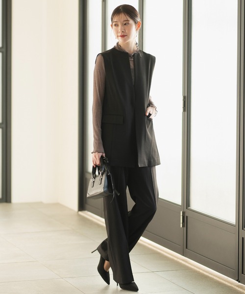 CELEN(セレン)の「【洗える/セットアップ対応/オフィスカジュアル/セレモニー】ロングジレ 単品(スーツベスト・レディース・ネイビー/ベージュ/ブラック・S/ST/M/MT/L/LT)」の6枚目の写真
