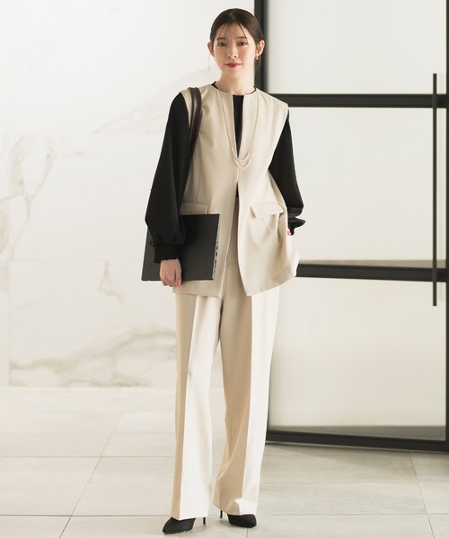 CELEN(セレン)の「【洗える/セットアップ対応/オフィスカジュアル/セレモニー】ロングジレ 単品(スーツベスト・レディース・ネイビー/ベージュ/ブラック・S/ST/M/MT/L/LT)」の19枚目の写真