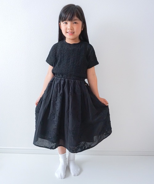 MAKE YOUR DAY(メイクユアデイ)の「オールオーバーレーススカート■80~140cm(スカート・キッズ・ブラック/オフホワイト・120/110/100/140/90/130/80)」の3枚目の写真