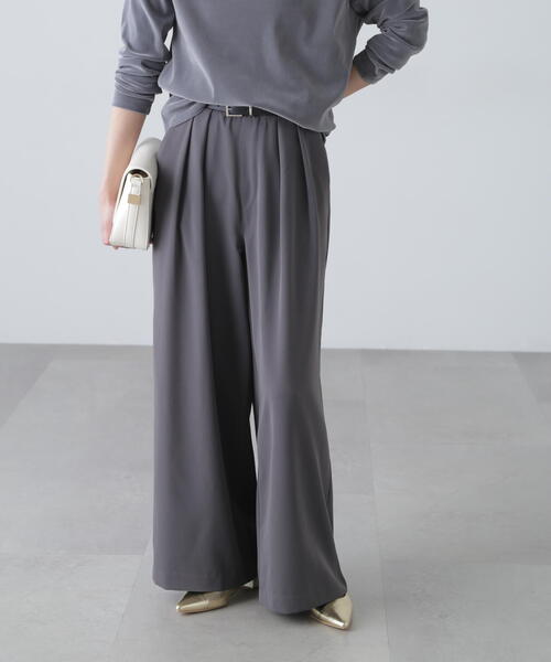 FREE'S MART（フリーズマート）の「◆［MFM］タックワイドスラックス（スラックス・レディース・ブラック/グレー/ホワイト/ピンク・SMALL/MEDIUM/LARGE）」の3枚目の写真