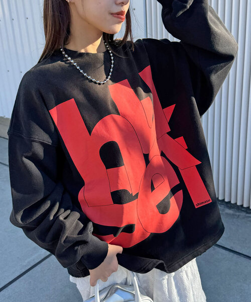 RePRODUCTION LABEL(リプロダクションレーベル)の「【RePRODUCTION LABEL / リプロダクションレーベル】スーパーBIGロゴスウェット(Tシャツ/カットソー・レディース・ライム/ブラック・FREE)」の2枚目の写真