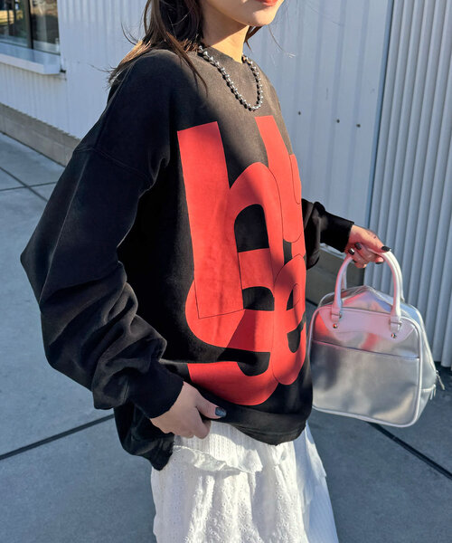 RePRODUCTION LABEL(リプロダクションレーベル)の「【RePRODUCTION LABEL / リプロダクションレーベル】スーパーBIGロゴスウェット(Tシャツ/カットソー・レディース・ライム/ブラック・FREE)」の4枚目の写真