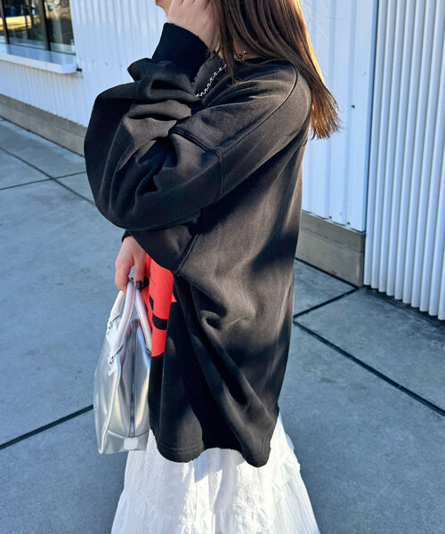 RePRODUCTION LABEL(リプロダクションレーベル)の「【RePRODUCTION LABEL / リプロダクションレーベル】スーパーBIGロゴスウェット(Tシャツ/カットソー・レディース・ライム/ブラック・FREE)」の5枚目の写真