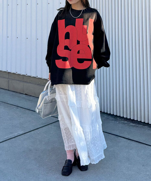 RePRODUCTION LABEL(リプロダクションレーベル)の「【RePRODUCTION LABEL / リプロダクションレーベル】スーパーBIGロゴスウェット(Tシャツ/カットソー・レディース・ライム/ブラック・FREE)」の7枚目の写真
