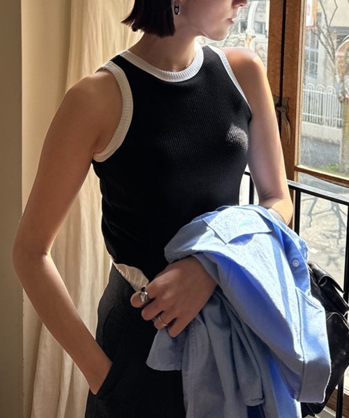 DONOBAN（ドノバン）の「カップ付きアメスリタンクトップ（タンクトップ・レディース・ブラック系その他/ブラック/ライトピンク/ホワイト×ブラック/ホワイト/ホワイト系その他/ブラック×ホワイト・ONE）」の5枚目の写真