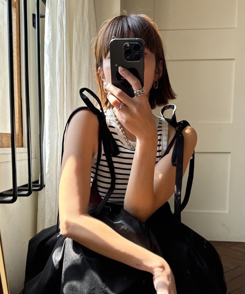 DONOBAN（ドノバン）の「カップ付きアメスリタンクトップ（タンクトップ・レディース・ブラック系その他/ブラック/ライトピンク/ホワイト×ブラック/ホワイト/ホワイト系その他/ブラック×ホワイト・ONE）」の3枚目の写真