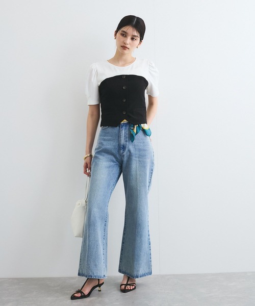 VIS(ビス)の「【新色追加】【美easy】釦ビスチェTシャツドッキングプルオーバー【接触冷感/洗える】(Tシャツ/カットソー・レディース・キナリ/グリーン系その他2/オレンジ系その他2/ブラック/ネイビー/ライトグリーン・FREE)」の22枚目の写真