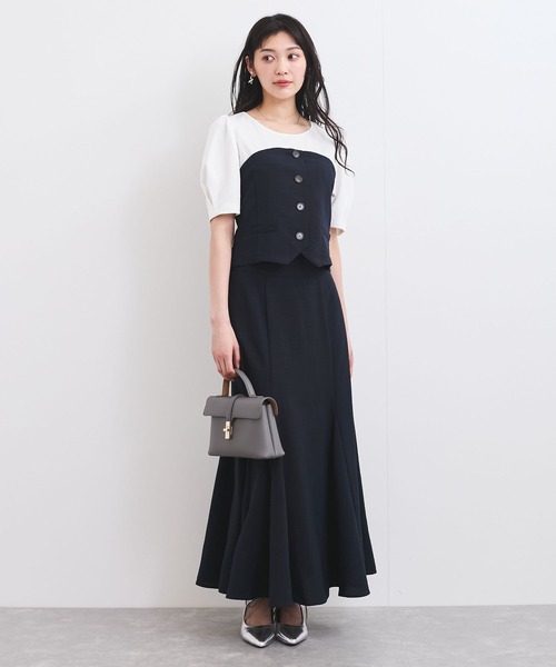 VIS(ビス)の「【新色追加】【美easy】釦ビスチェTシャツドッキングプルオーバー【接触冷感/洗える】(Tシャツ/カットソー・レディース・キナリ/グリーン系その他2/オレンジ系その他2/ブラック/ネイビー/ライトグリーン・FREE)」の12枚目の写真