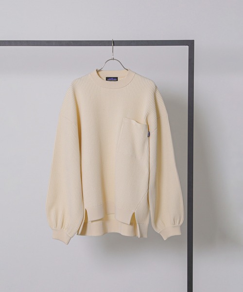 ROSE BUD（ローズバッド）の「(GENE HEAVENS)サウザンドマイル コラボレーション ボリュームスリーブ ワッフルニット（ニット/セーター・レディース・ブラック/ホワイト・ONE SIZE）」の18枚目の写真