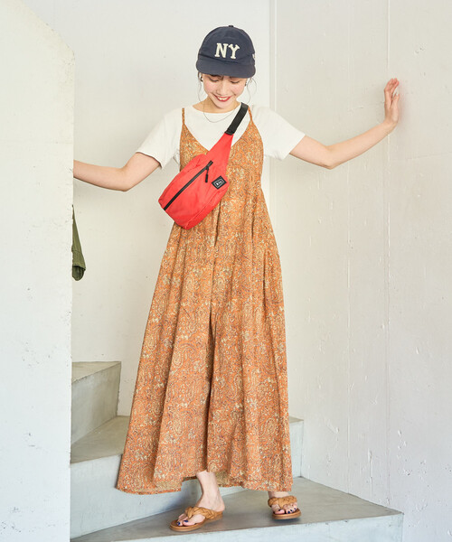 FREAK'S STORE（フリークスストア）の「限定展開　インド ペイズリー キャミワンピース（ワンピース・レディース・ブラック/グリーン/オレンジ/イエロー/ネイビー・MEDIUM/SMALL）」の5枚目の写真