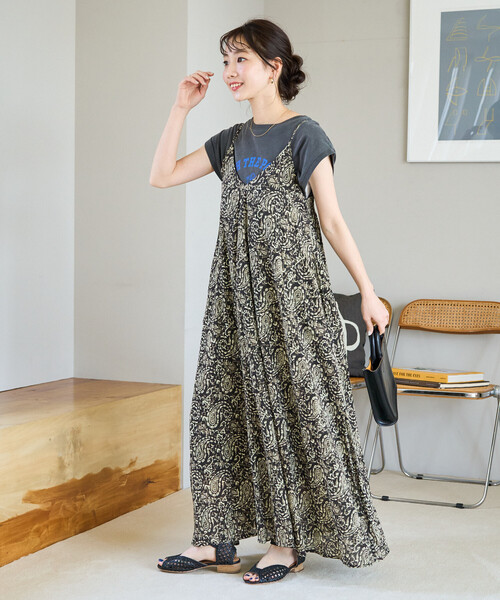 FREAK'S STORE（フリークスストア）の「限定展開　インド ペイズリー キャミワンピース（ワンピース・レディース・ブラック/グリーン/オレンジ/イエロー/ネイビー・MEDIUM/SMALL）」の14枚目の写真