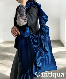 antiqua（アンティカ）の「フリルデザインベロアバッグ（ハンドバッグ）」