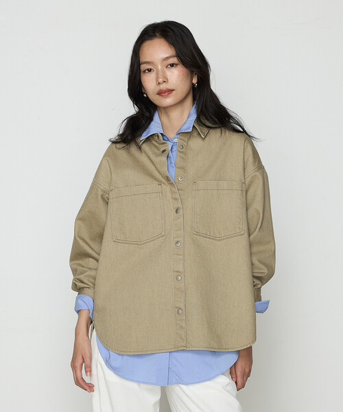 COMME CA（コムサ）の「カラーデニム オーバーシャツ（シャツ/ブラウス・レディース・カーキ/ライトグレー・FREE）」の14枚目の写真