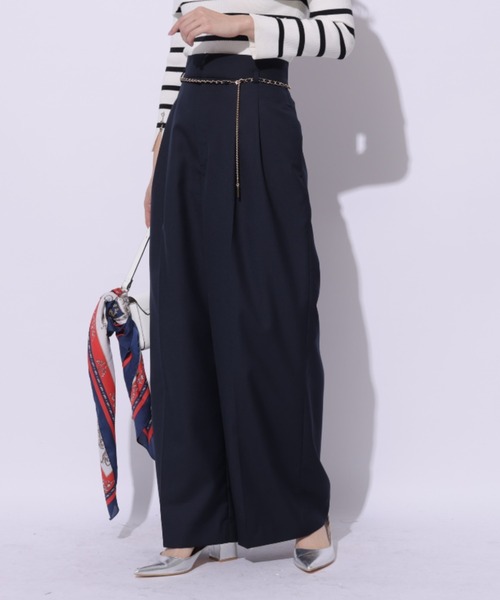 Apuweiser-riche（アプワイザーリッシェ）の「チェーンベルト付タックパンツ（その他パンツ・レディース・ネイビー/キャメル・1/2/0）」の17枚目の写真
