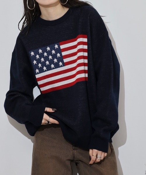 WS select ルーズサイズ国旗柄ニット（ニット/セーター）｜FUNALIVE