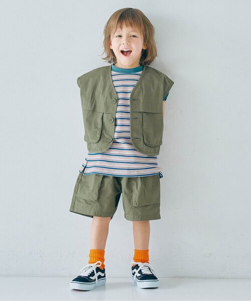 p.premier（ピードットプルミエ）の「【ジュニア対応】立体ポケットワークライトベスト（ベスト・キッズ・チャコール/カーキ/アイボリー/ブルー・140/130/120/110/100/90/80）」の19枚目の写真