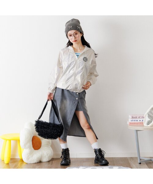 chacoco34◆今季新品 アルジ-◆ライン切り替えパ-カ-140他 セール】【ACTIVE】シャカシャカパーカー(ナイロンジャケット
