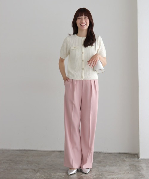 sheller シェリエ サマーツイードカーディガン ピンク sheller