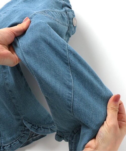 Seraph（セラフ）の「【ジュニア対応】裾フリルストレッチパンツ（デニムパンツ・キッズ・サックスブルー/ネイビー・130/120/110/140/80/90/100）」の9枚目の写真