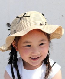 Kids Foret | リボン付き日よけたれ付きひらひらハット・帽子(ハット)
