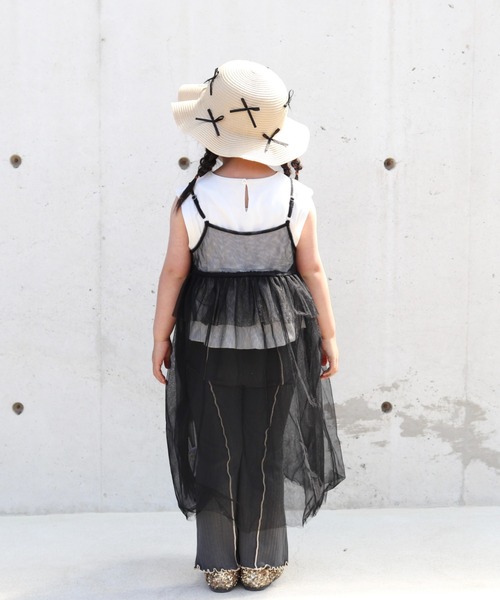 Kids Foret（キッズフォーレ）の「リボン付き日よけたれ付きひらひらハット・帽子（ハット・キッズ・ブラウン/ベージュ・50/52/54/56）」の17枚目の写真