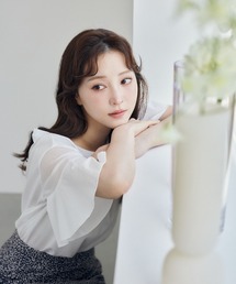 mysty woman | シアーショルダー切り替えプルオーバー  452209(Tシャツ/カットソー)