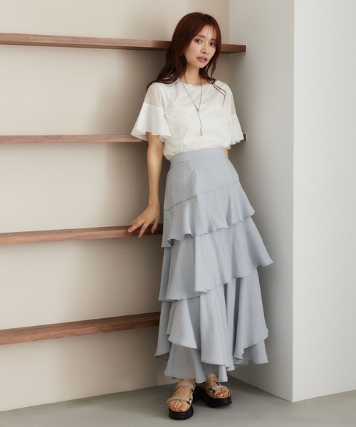 mysty woman(ミスティウーマン)の「【WEB限定復刻!】シアーショルダー切り替えプルオーバー 452209(Tシャツ/カットソー・レディース・オフホワイト/ブラック/ライトブルー/ライトグリーン・FREE)」の5枚目の写真