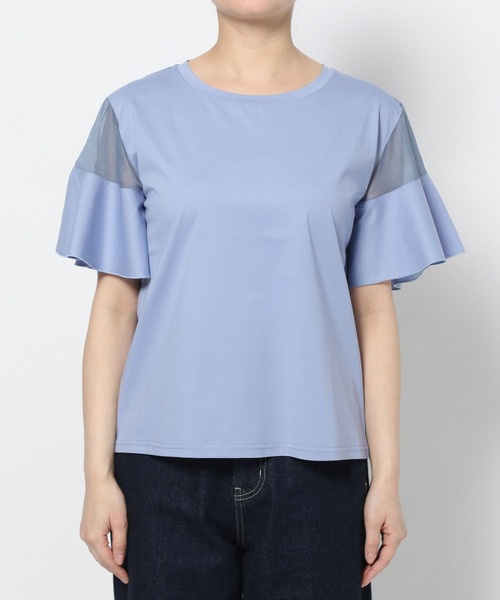 mysty woman(ミスティウーマン)の「【WEB限定復刻!】シアーショルダー切り替えプルオーバー 452209(Tシャツ/カットソー・レディース・オフホワイト/ブラック/ライトブルー/ライトグリーン・FREE)」の12枚目の写真